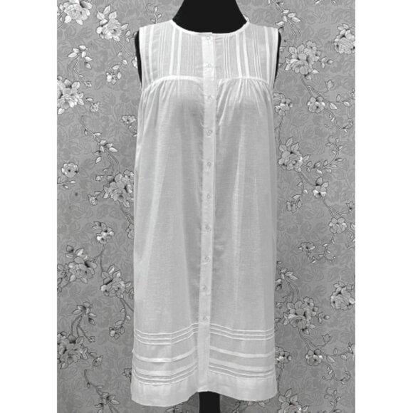 SoieRose 100% Cotton Victorian Nightgown – Sleeveless Button Front - SR-1205 - Picture 3 of 9